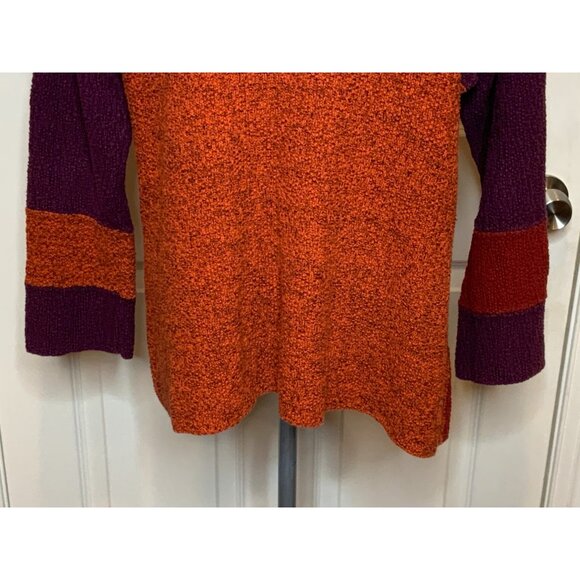 Margaret Winters Red, Orange, Purple Patchwork Wide Neck Knit Sweater Size Small - Picture 6 of 9